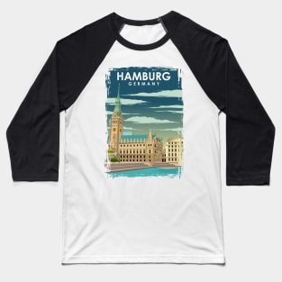 Hamburg Germany Digital Illustration City Travel Poster Baseball T-Shirt